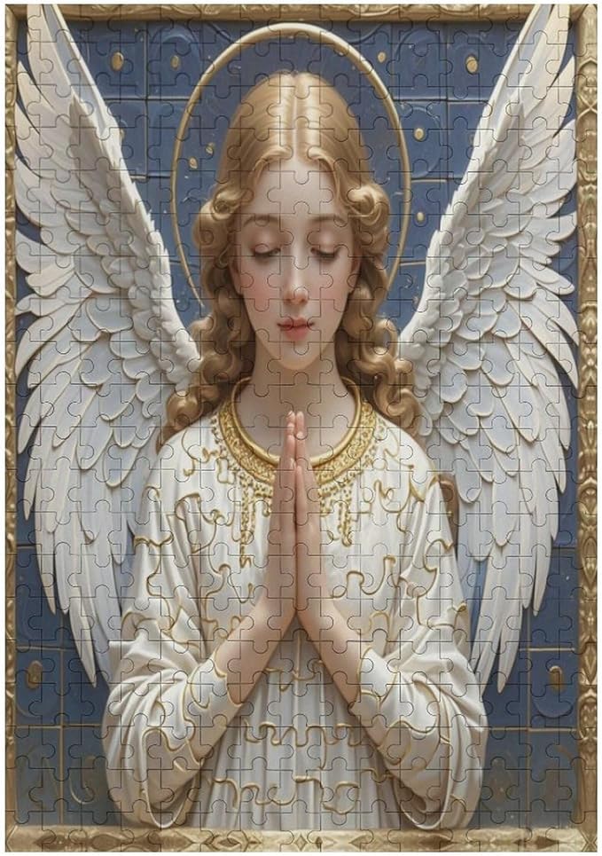 Wooden Puzzle - Classic Angel Praying Jigsaw Puzzles，Wooden Puzzles for Adults 300 Pieces Challenge Puzzles，Educational Games，Family Puzzles，Unique Gifts for Wall Art