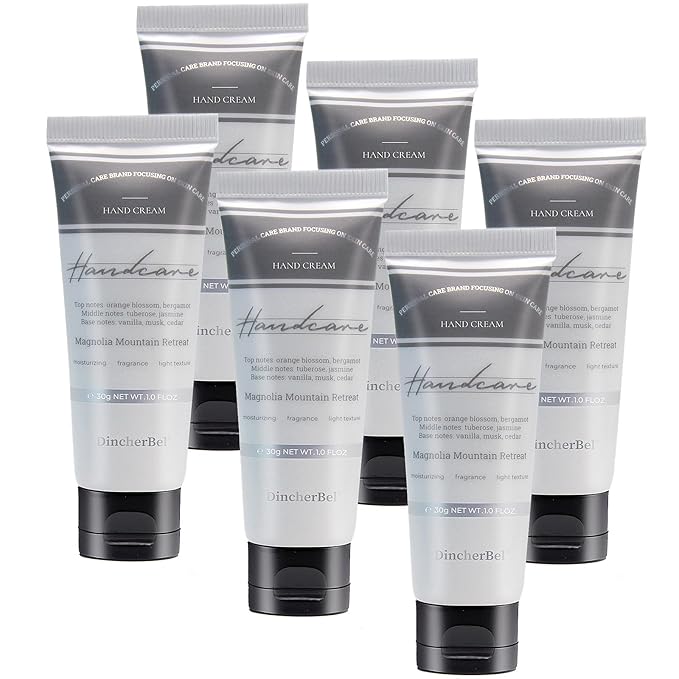 DincherBel 6 Pack Travel Size Hand Cream Set - 1 oz Moisturizing Lotion for Dry Cracked Hands, Magnolia Mountain Retreat Scented Hand Lotion Gift for Women, Nurses, Teachers, Bridesmaids