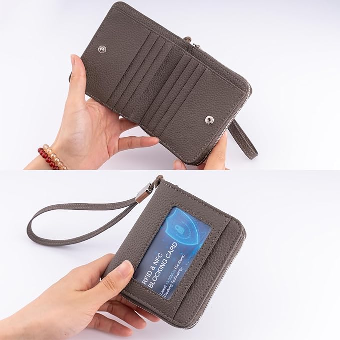 Genuine Small Wallet for Women, Slim RFID Blocking Credit Card Holder with ID Window, Compact Purses for Women with 29 Card Slots