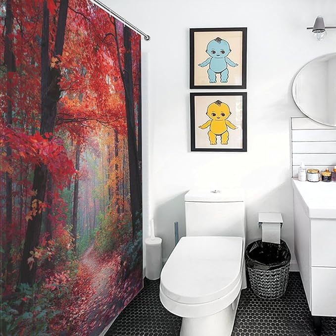 Thanksgiving Fall Maple Shower Curtain Waterproof Washable Fabric Bathroom Shower Curtains for Bathroom Decorations Home Indoor Decor 53x72Inch