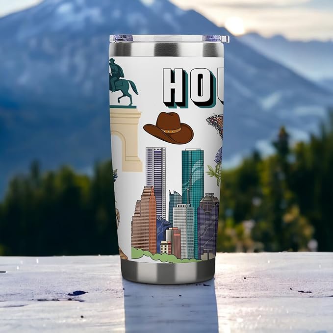 City Tumbler for City Lover,20oz Double Wall Vacuum Insulated Stainless Steel Coffee Cups (Houston)