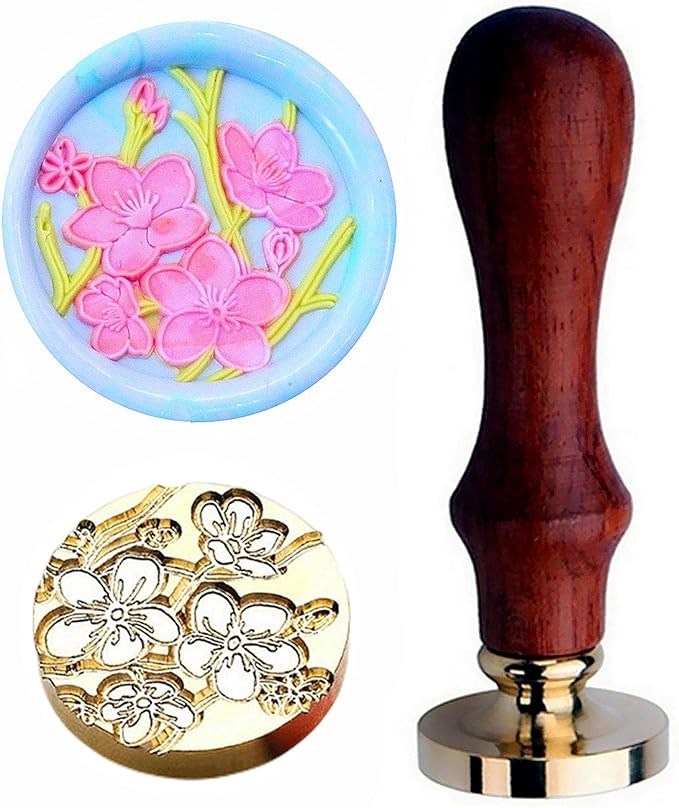 JUPPE 6Pcs Flower Series Wax Seal Stamp Set, Flower Wax Seal Sealing Wax Plant Leaf Wax Stamp Wedding Birthday Party Invitation Sealing Stamp Set (6Pcs Set)