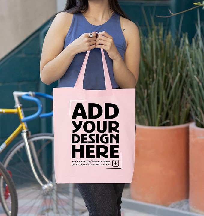 shop4ever Personalized Custom Design Your Own Eco Cotton Tote Reusable Shopping Bag Customizable Gift
