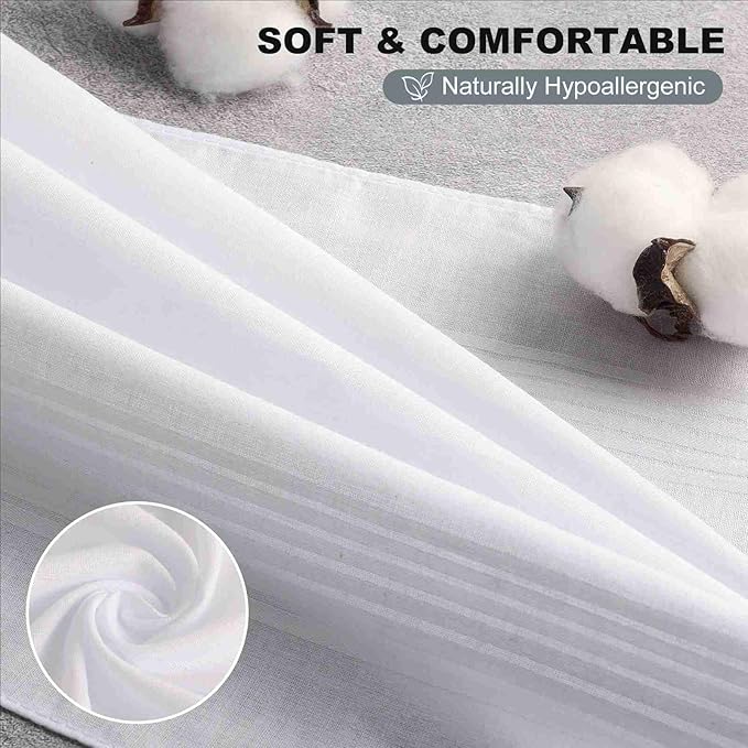 12 Pack Handkerchiefs for men, 100% Soft Cotton 16x16 Inch Men's Handkerchiefs, White Classic Pocket Hankies
