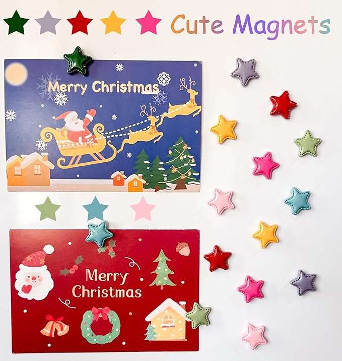 KEYDUACU 16Pcs Strong Star Refrigerator Magnet Fridge Sticker,Colorful 3D Craft Decoration Magnet,Strong Fridge Magnets for Kitchen,Office Whiteboard, Cabinet and Dishwasher (Colorful Star)