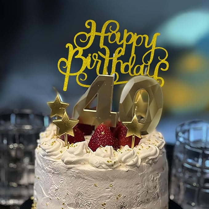 Golden Number 35 Birthday Candles and Star Birthday Candles 2.76 inch Birthday Cake Candles 3D Diamond Shaped Candles are Suitable for Birthday Parties and Anniversary Cake Decorations Candles