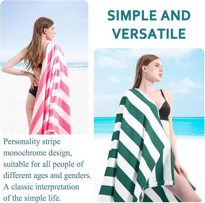 4 Packs Extra Large Bath Towels Striped Beach Towel Set Bathroom Sheets Bulk Oversized Quick Dry Soft Fluffy XL Big Absorbent Microfiber Blanket Turkish Hotel Shower Pool Hot Toallas Grandes