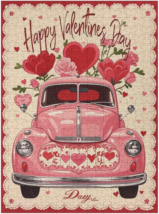 Jigsaw Puzzles for Adults 500 Piece - Happy Valentine's Day Wooden Puzzle，Family Puzzles，Educational Games，Challenge Puzzles Puzzle Games，Stress Relief Games