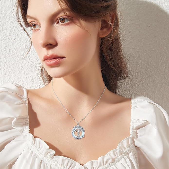 TOUPOP Tree of Life Necklace 925 Sterling Silver Family Tree Pendant Austrian Crystal Jewelry Valentines Day Birthday Gifts for Women Mom Wife Her