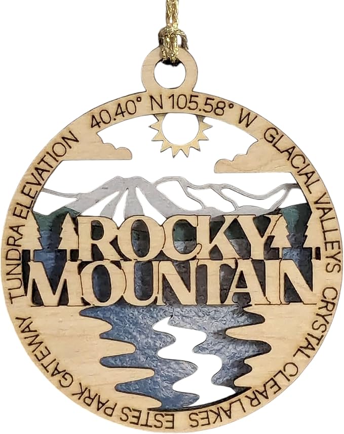 Rocky Mountain National Park 3" Wood Ornament - Handcrafted 2-Layer Christmas Decor with Glacial Valleys Scene