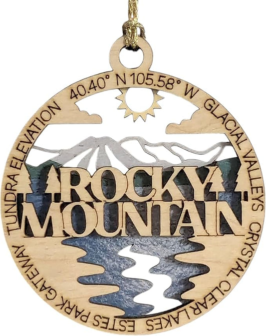 Rocky Mountain National Park 3" Wood Ornament - Handcrafted 2-Layer Christmas Decor with Glacial Valleys Scene