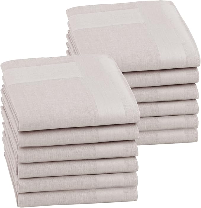 HOULIFE Men's Cotton Handkerchiefs, Solid Color 60S Soft Cotton Hankies for Men Women 6/12PCS 15.7"×15.7"