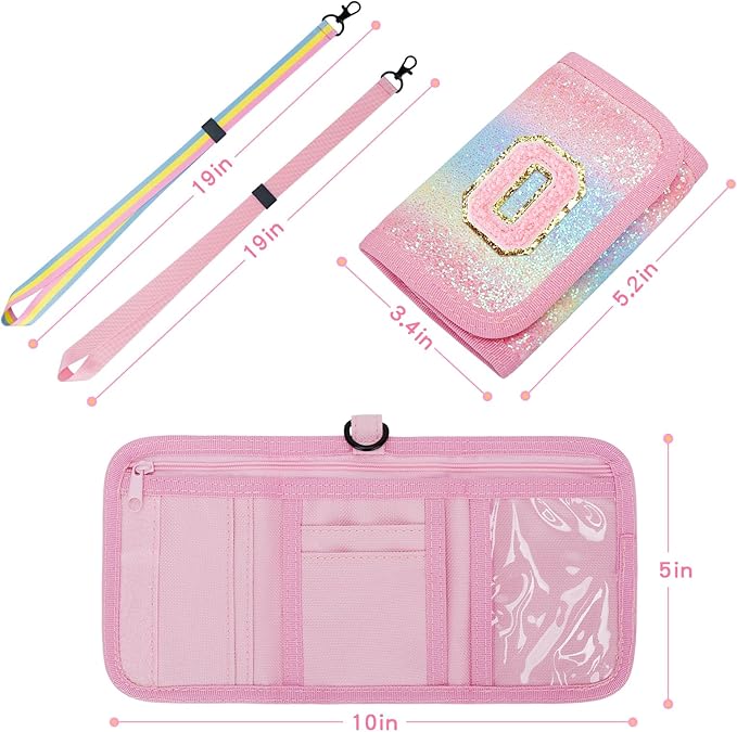 Christmas Gifts for Girls 3 4 5 6 7 8 9 10 11 12 Years Old Kids Wallet Cute Initial Coin Purse Toddler Wallet with Magic Sticker (Shiny Rainbow, O)