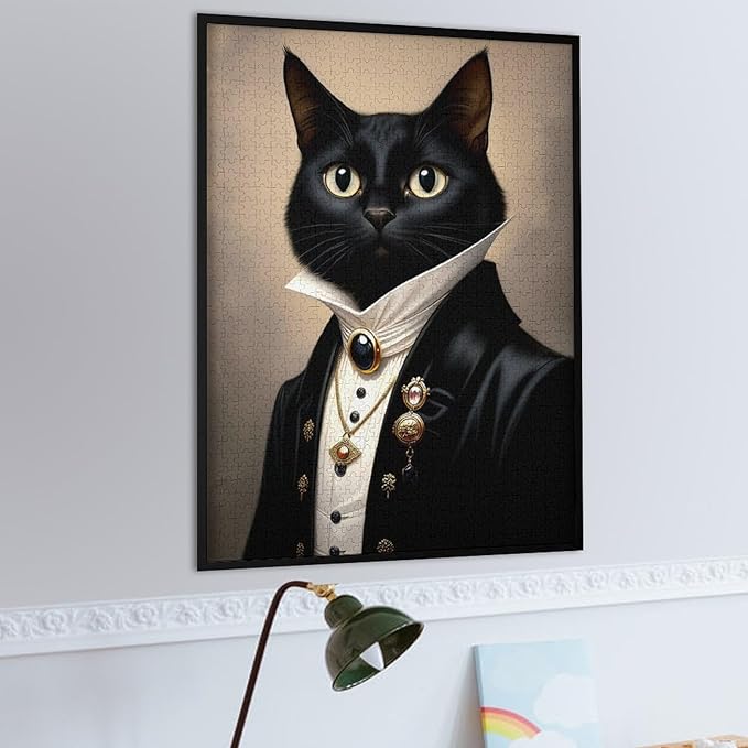 Funny Wooden Puzzle - Gothic Cat Puzzle for Adult 1000 Piece，Wooden Jigsaw Puzzles Art Leisure Game Fun Suitable Family Friends Educational Learning Games Gift