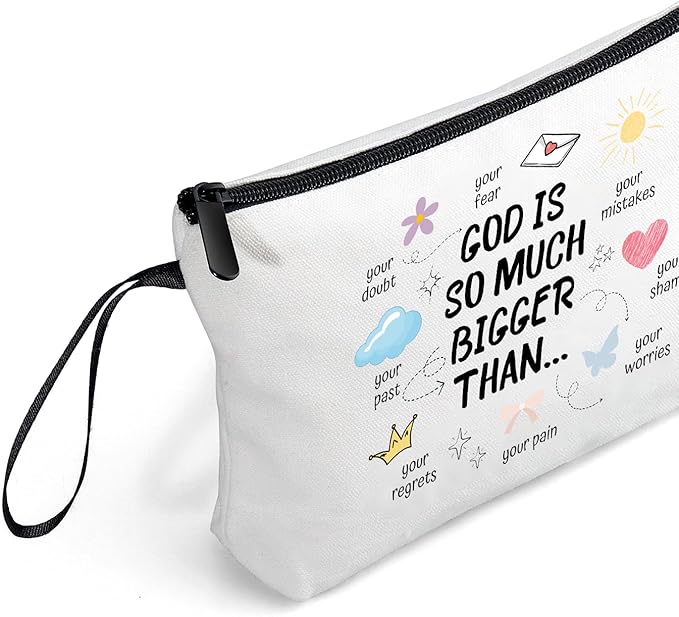 Christian Gifts for Mom Women Inspirational Religious Baptism Bible Religion Faith God Birthday Small Makeup Cosmetic Bag for Teacher Female Coworker Friend Siste Her Mother's Day
