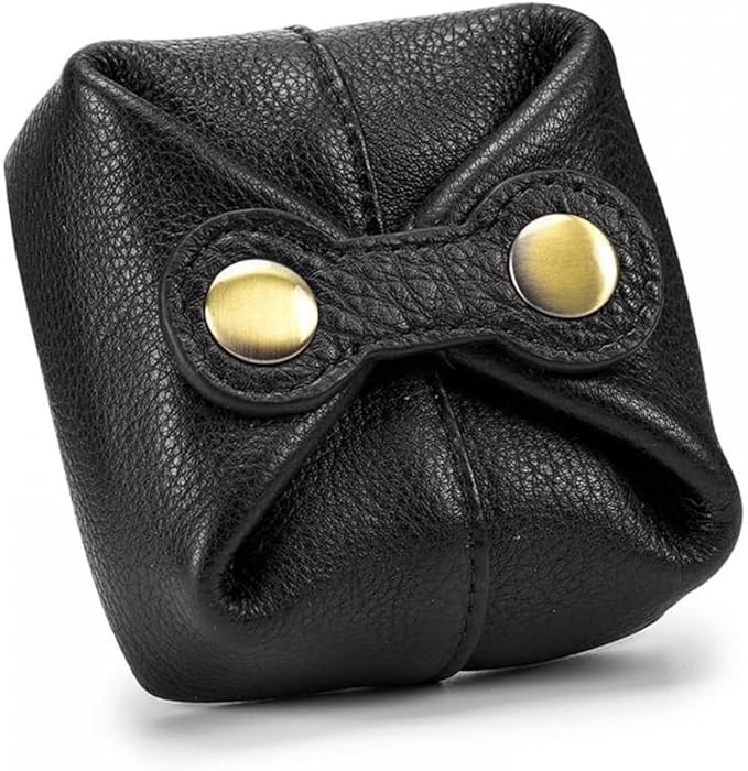 Women Genuine Leather Wallet Vintage Snap Closure Coin Pouch Slim Card Organizer (Black)