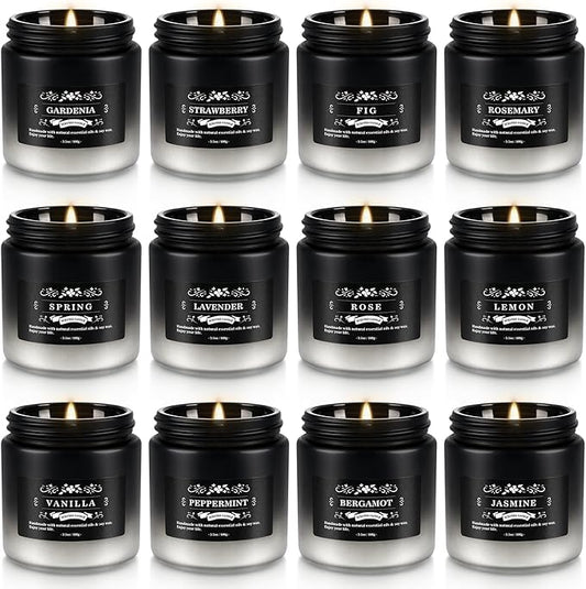 Scented Candles Gifts Set 12 Pack Soy Wax Travel Tin Jar Candles for Home 3.05 OZ for Mom for Christmas, Birthday, Thanksgiving, Mother's Day(Gradient Color)