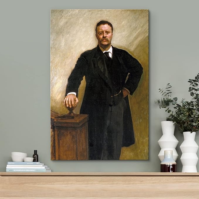 wall26 Canvas Print Wall Art Portrait of President Theodore Roosevelt People Pop Culture Historical Realism Famous Closeup Colorful Multicolor Classical for Living Room, Bedroom, Office - 24"x36"