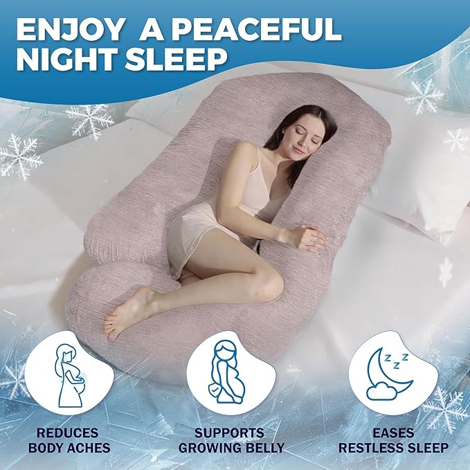PILLANI Pregnancy Pillows for Sleeping - V C U Shaped Full Body Pillow with Removable Cover, 57inch Cooling Maternity Pillow for Pregnant Women, Support for Back Belly Legs Hip - Pregnancy Must Haves