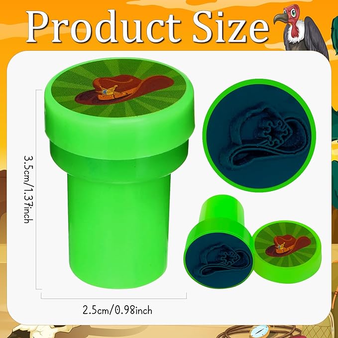 Cinrobiye 24 Pcs Western Cowboy Party Stampers for Boys Girls,Wild West Birthday Party Supplies Favors, Classroom Rewards Carnival Prizes, Goodie Bag Fillers for Wild West Wooden House BarnParty