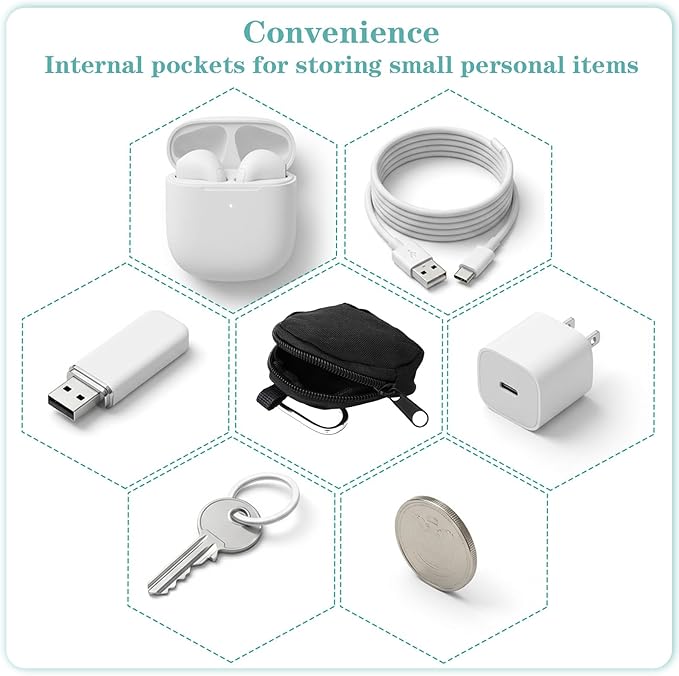 Mini Keychain Pouch, Black Mini Coin Purse Keychain, Black Nylon Coin Pouch for Earphone Car Key Backpack Accessory Pouches
