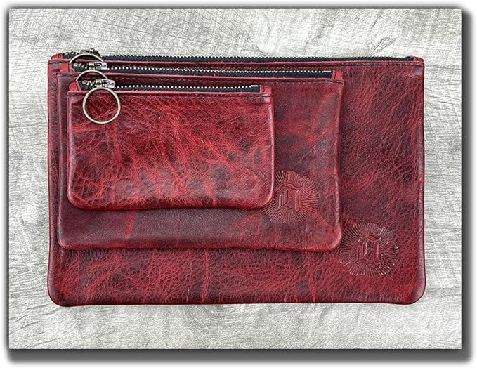 Leather Pouch with Zipper (Canyon Rouge, Small 7" x 5")