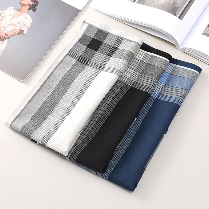 Handkerchiefs for Men, Soft Cotton Men’s Handkerchiefs, Cotton Hankies for Men, Assorted Hankies, 17x17 3/6 PCS
