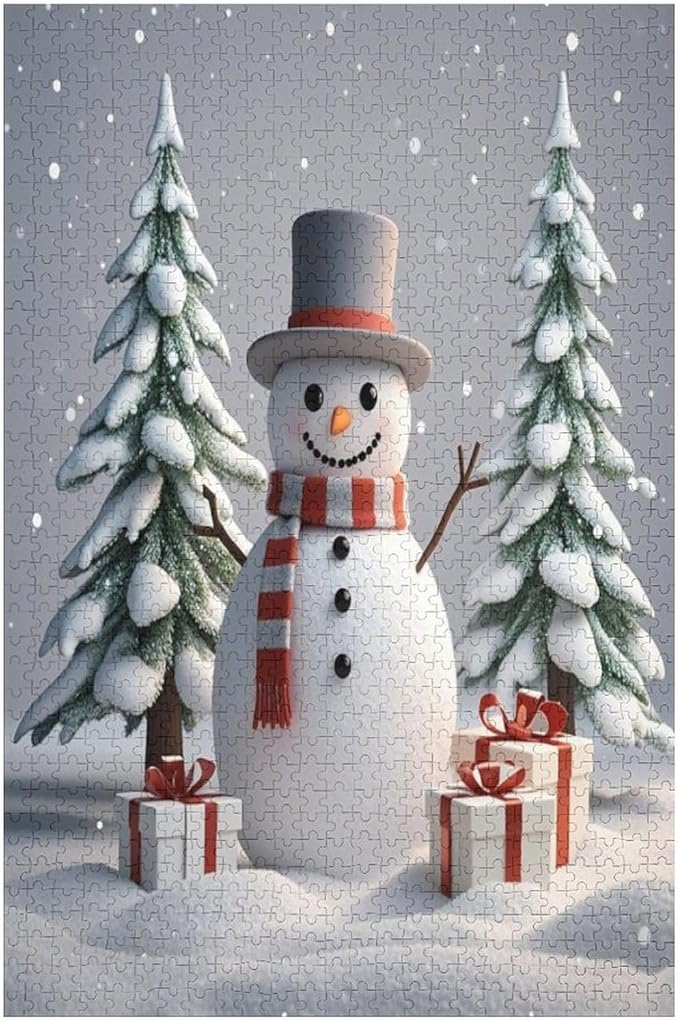 Wooden Puzzles for Adults 1000 Pieces, Christmas Winter Snowman, Each Piece is Unique and Perfectly Put Together, are Special Home Decorations, Fun Puzzles, Party Games, Family Toys