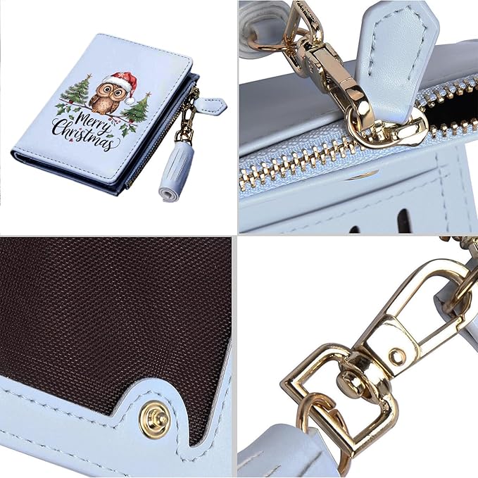 GEEAD Custom Design Small Wallets for Women Bifold Slim Coin Purse Zipper ID Card Holder for Christmas