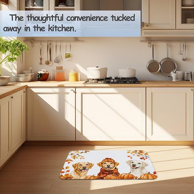 Cute Dog Bathroom Rug 29.5"x17", Super Absorbent Fast Drying Bath Mat with Non-Slip Rubber Backing, Thin Low-Profile Easy-Clean Bathroom Floor Mat for Shower or Tub