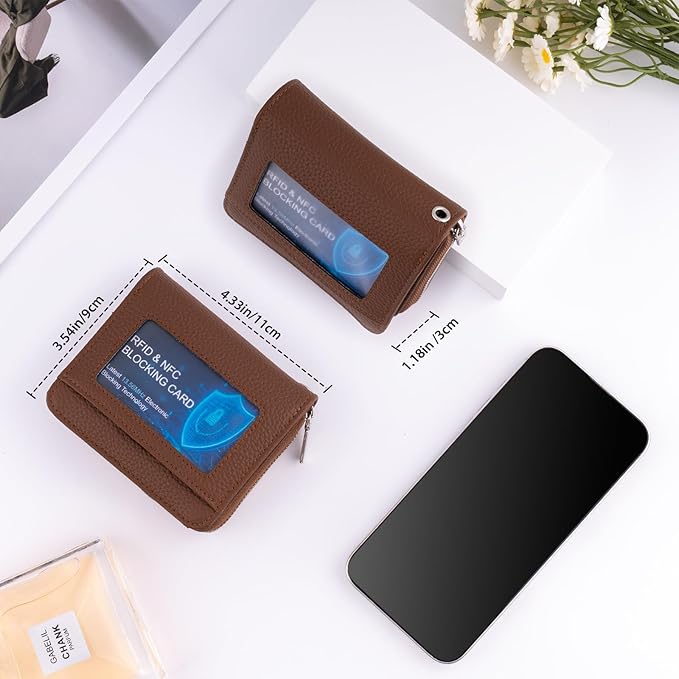 Genuine Small Wallet for Women, Slim RFID Blocking Credit Card Holder with ID Window, Compact Purses for Women with 30 Card Slots