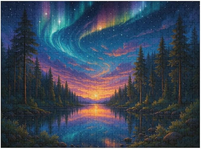 The Quiet Night Forest 500-Piece Wooden Jigsaw Puzzle, Tranquil Nature Scene, Mindful Relaxation, Stress-Relief Puzzle, Adult Puzzle Hobby, Winter Night Decoration