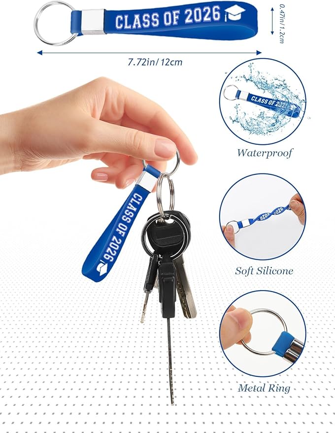 36Pcs Class of 2025 Graduation Party Favors Silicone Keychains Gift Inspirational Silicone Keychains for Class Of 2025 University Senior Graduation Party