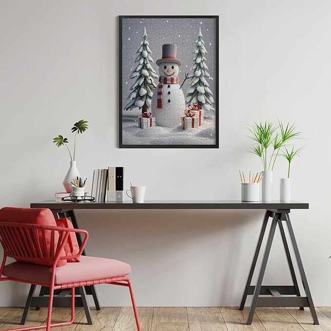 Wooden Puzzles for Adults 500 Pieces, Christmas Winter Snowman, Each Piece is Unique and Perfectly Put Together, are Special Home Decorations, Fun Puzzles, Party Games, Family Toys