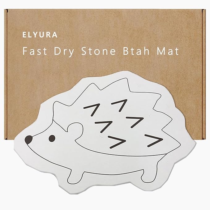 Hedgehog Shape Diatomite Stone Bath Mat Shower Mat Quick-Dry, Non-Slip, Easy to Clean for Bathroom Floor