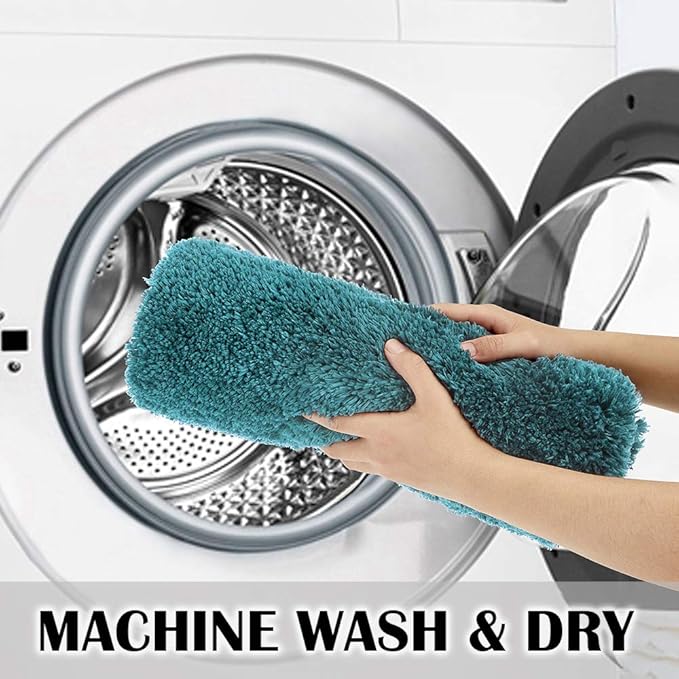 Suchtale Bath Rug for Bath Non Slip Water Absorbent Soft Microfiber Shaggy Bathtub Mat Machine Washable Thick Plush Shower Mat - Teal (20 x 32)