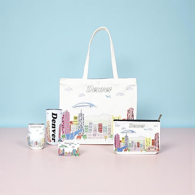 City Themed Artwork Magnet Collection by Beary Blu - Designed in The USA, Collectible Souvenirs Gifts 2.5" x 3.5" (Denver)
