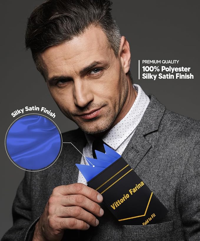 Premium Pre-Folded Four-Point Suit Pocket Square for Men with Sewn Pocket Fold