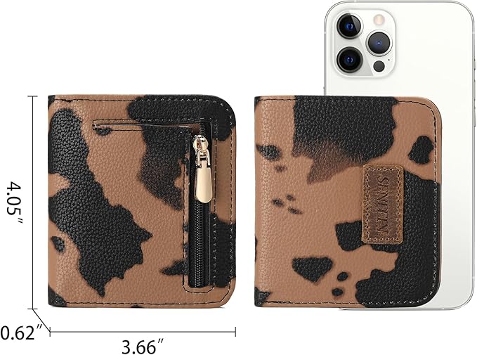 SENDEFN Slim Wallet for Women Bifold Small Leather Zipper Pocket Wallet, RFID Blocking Card Holder with ID Window