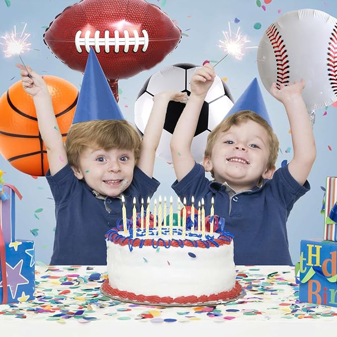 Sports Foil Balloon Set, 16PCS Baseball Soccer Balloon Basketball Football Balloons Sports Birthday Party Decorations for Boys Birthday Baby Shower Sport Themed Party