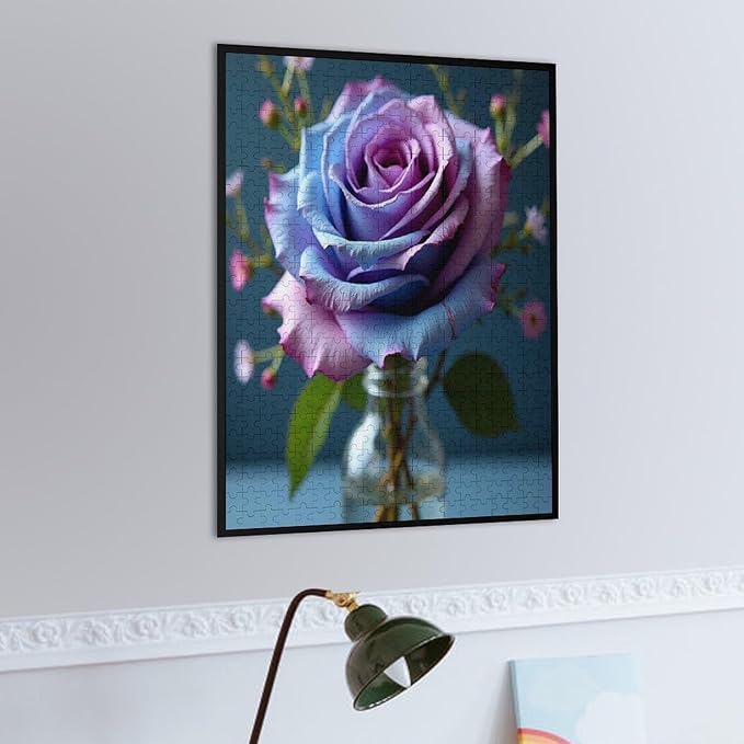 Wooden Puzzles 500 Piece，Colored Rose Themed Jigsaw Puzzles，Funny Puzzles，Stress Relief Games，Puzzle Games Challenge Puzzles，Educational Games