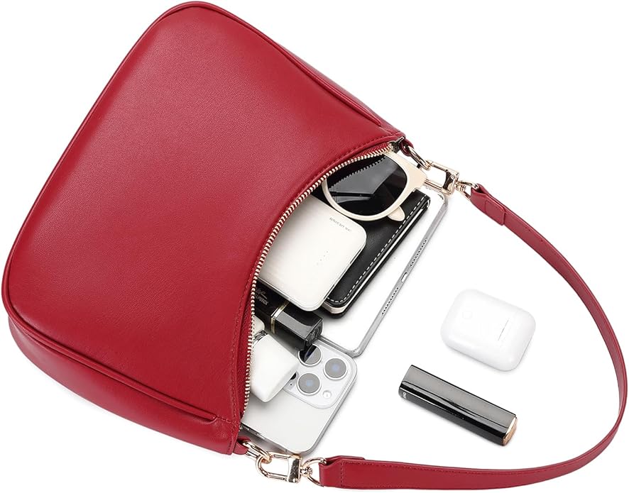 Shoulder Bags for Women, Cute Hobo Tote Handbag Mini Clutch Purse with Zipper Closure