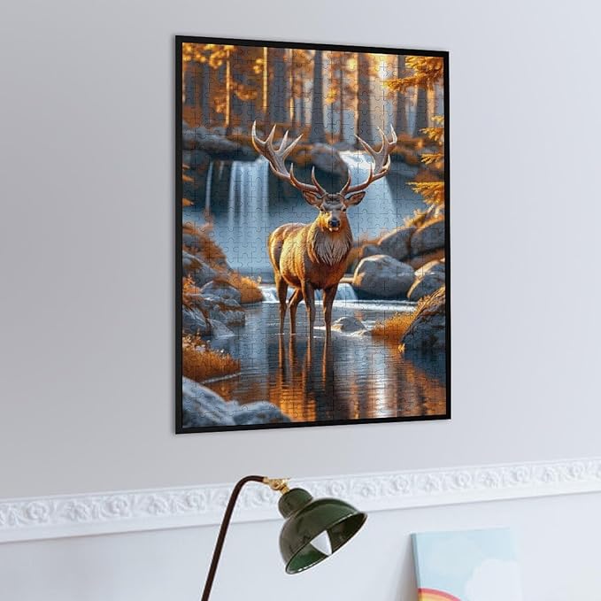Wooden Puzzle - Creek Elk Jigsaw Puzzles，Wooden Puzzles for Adults 500 Pieces Challenge Puzzles，Educational Games，Family Puzzles，Unique Gifts for Wall Art