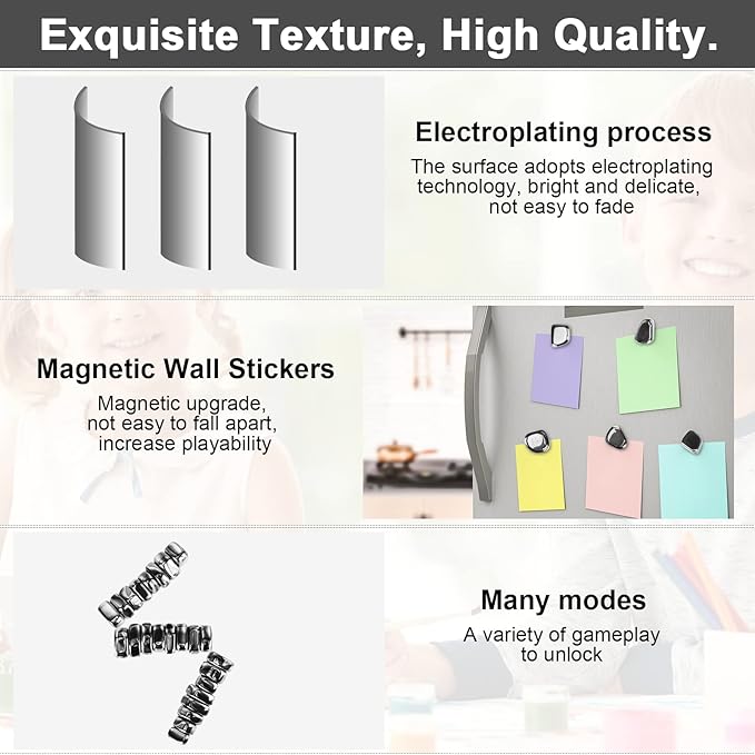 24Pcs Black Fridge Hematite Magnetic Stones Kit, DIY Irregular Polished Refrigerator Magnets for Home Office Kitchen, Educational Science Kit for Wall Stickers, Building Gadgets for Gift