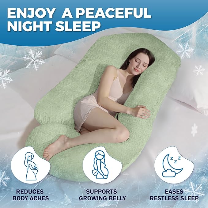 PILLANI Pregnancy Pillows for Sleeping - V C U Shaped Full Body Pillow with Removable Cover, 57inch Cooling Maternity Pillow for Pregnant Women, Support for Back Belly Legs Hip - Pregnancy Must Haves