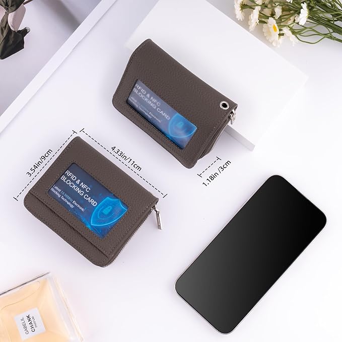 Genuine Small Wallet for Women, Slim RFID Blocking Credit Card Holder with ID Window, Compact Purses for Women with 29 Card Slots