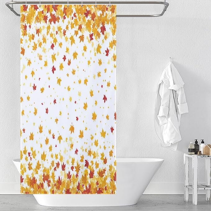 Fall Falling Maple Leaves Shower Curtain Waterproof Washable Fabric Bathroom Shower Curtains for Bathroom Decorations Home Indoor Decor 35x72Inch