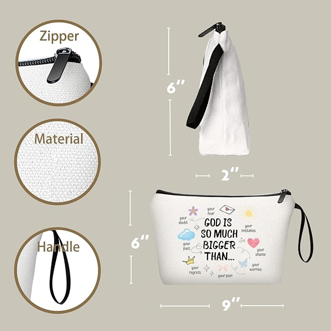 Christian Gifts for Mom Women Inspirational Religious Baptism Bible Religion Faith God Birthday Small Makeup Cosmetic Bag for Teacher Female Coworker Friend Siste Her Mother's Day