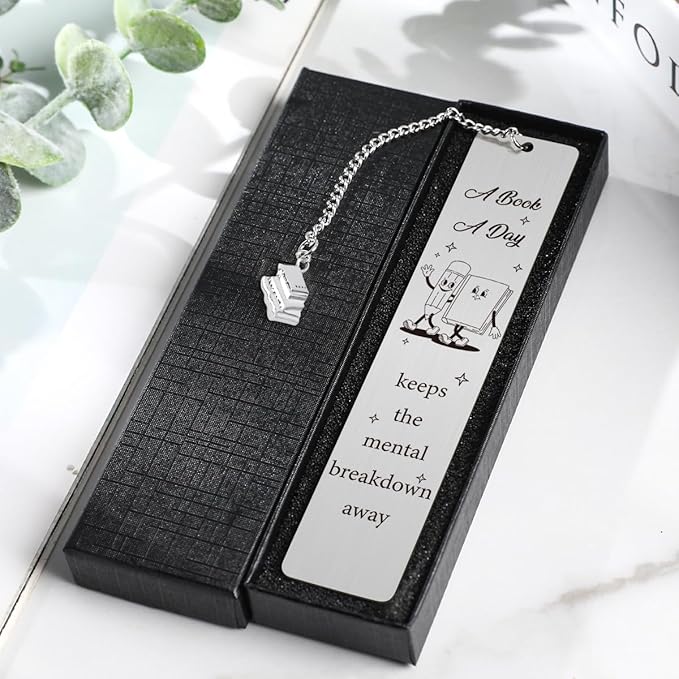 Funny Bookmark Gift for Book Lover, Inspirational Mental Bookmark for Reading Women Bookworm Bookish Nerd, Christmas Birthday Gifts for Girls, A Book A Day