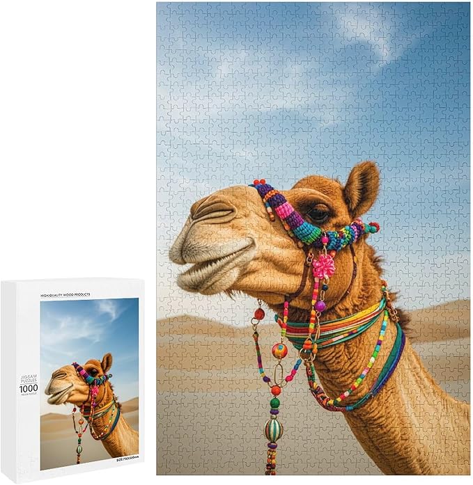 Camel in The Desert Wooden Puzzle 1000 Pieces Jigsaw Puzzles for Adults Puzzle Educational Toys Challenging Fun Games Gifts for Elders Kids Family and Friends